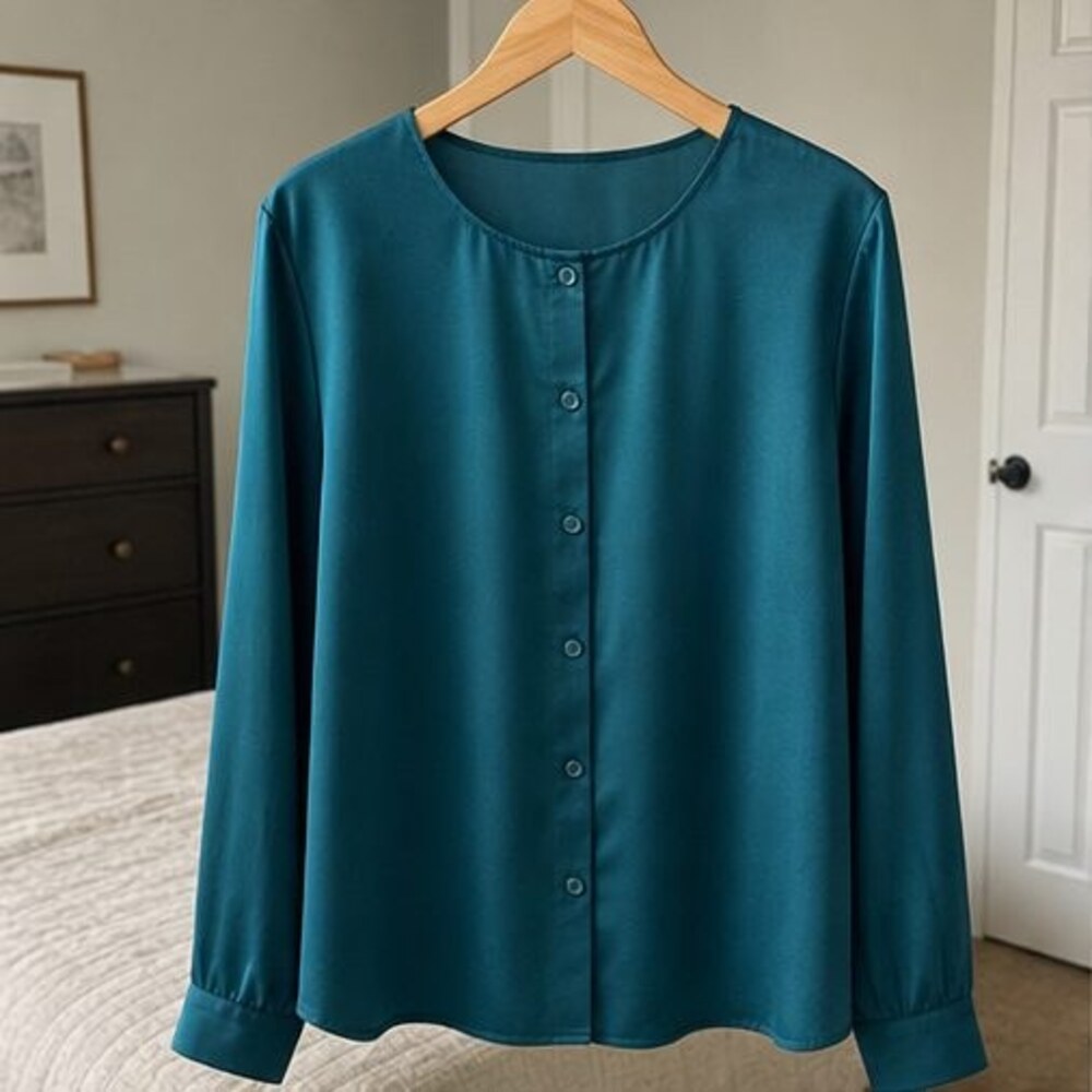 Teal Button Blouse